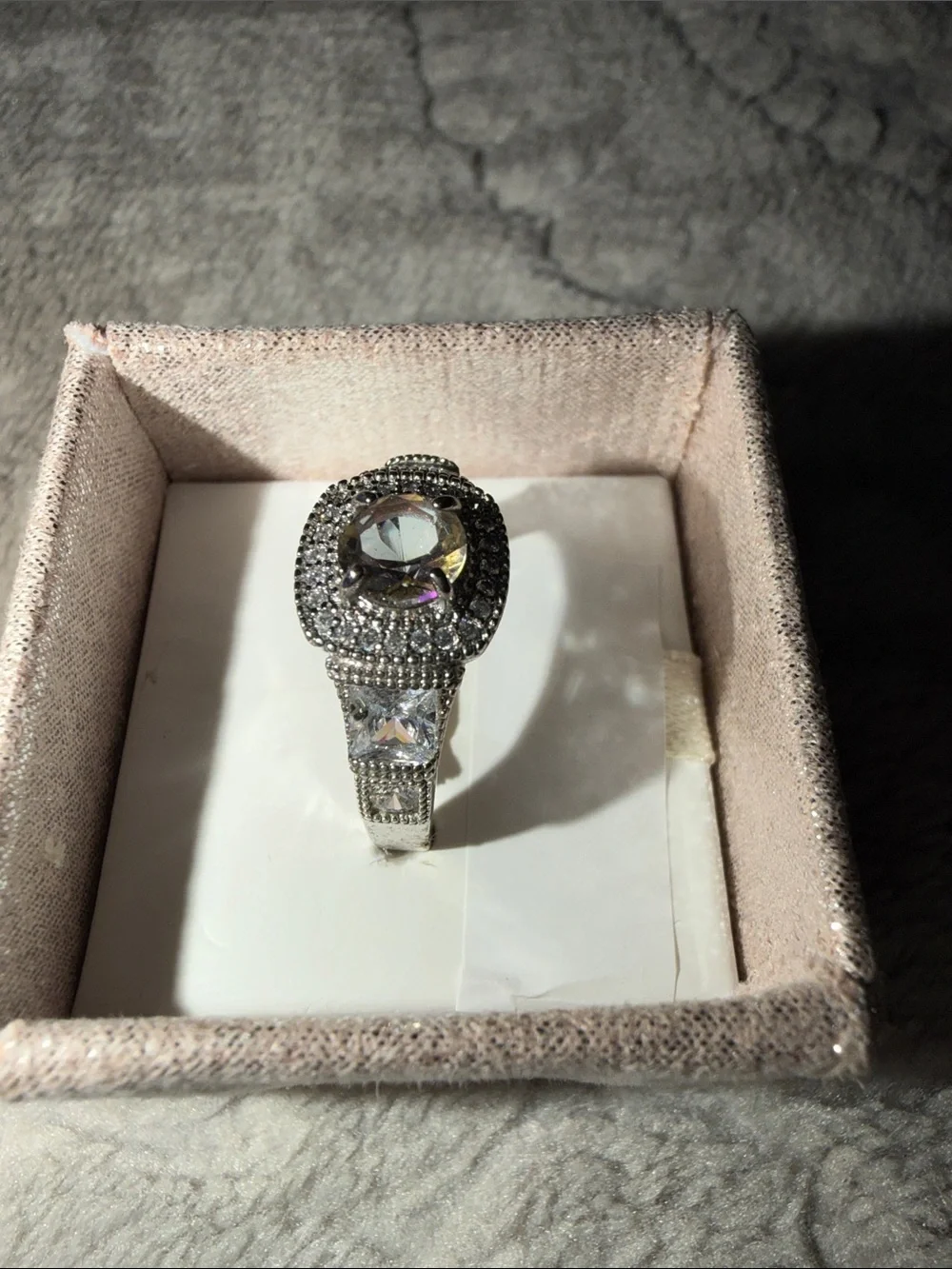 Silver Halo Crystal Cocktail Ring - Silver